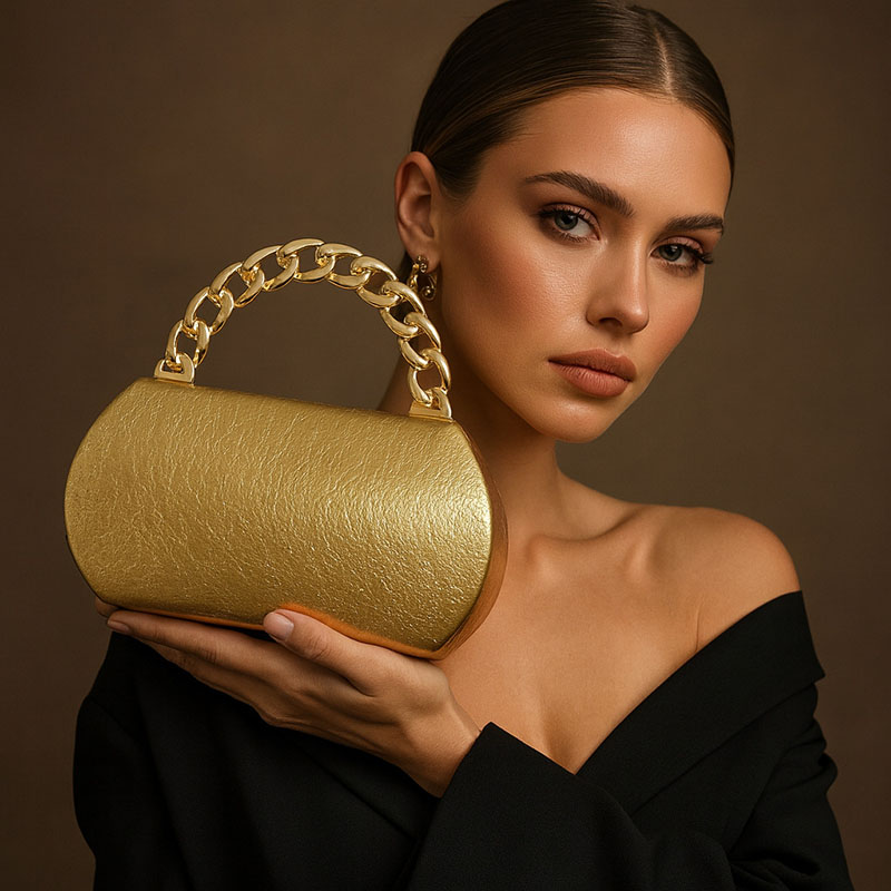 Women Bags Aldo - Luxo ouro metal fivela caixa embreagem