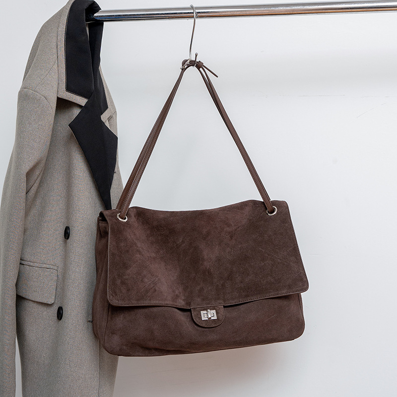 Women Bags Work - Bolsa de Ombro em Couro Suede