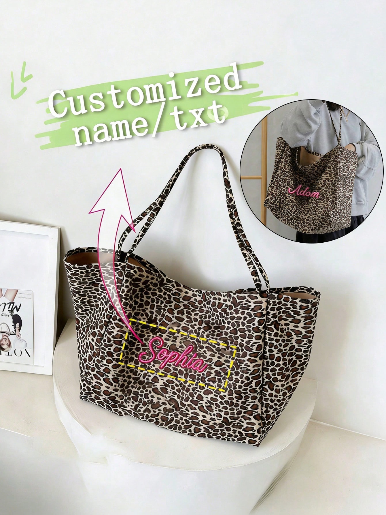 Bolsa tote com estampa de leop - Women Bags Name avaliação e preço