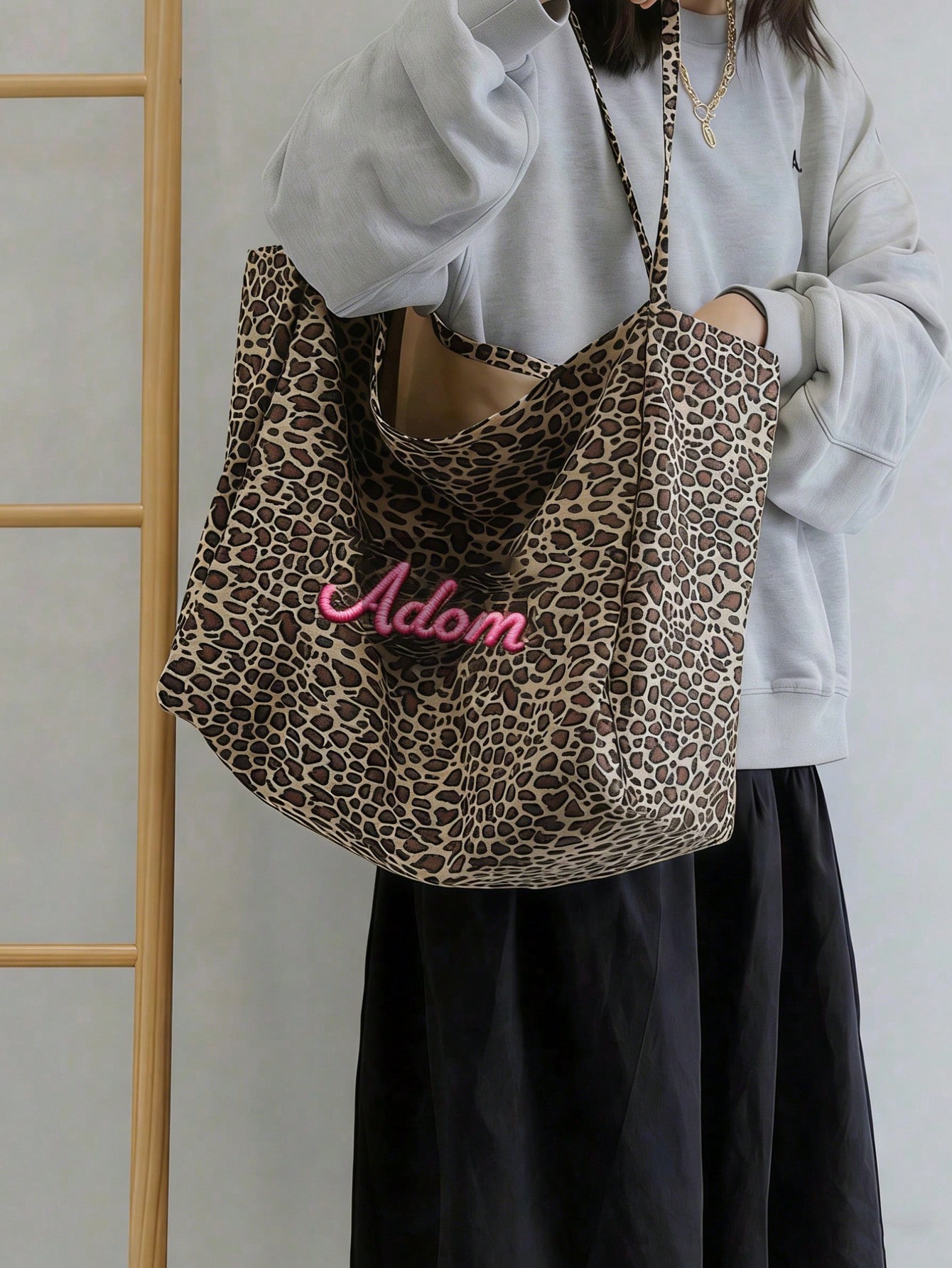 Bolsa tote com estampa de leop - Women Bags Name avaliação e preço
